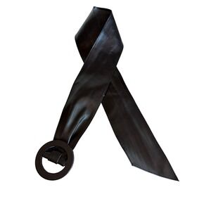 Talbots Belt Black Genuine Leather Sash Wide Circular Buckle Small 28048825